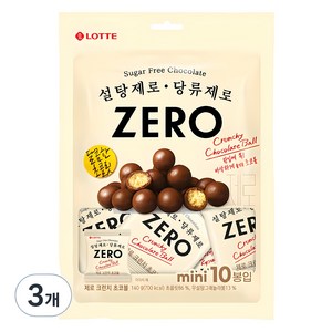 롯데제로 크런치 초코볼, 3개, 140g