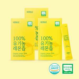 김소형 헤밀레 100% 유기농 레몬즙 원액 스틱 15포, 300g, 3박스