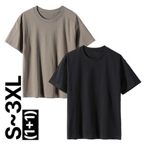 (당일발송) 1+1 고밀도 20수 남녀공용 프리미엄 순면 무지 라운드 반팔 티셔츠