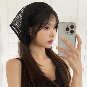 블루씨티 네트 스팽클 헤어 반다나 삼각 두건 스카프