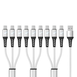 아이엠듀 멀티 3in1 USB to C타입 고속충전 케이블 LED 플렉시블, 3개, 화이트, 170cm