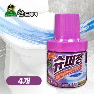 산도깨비 슈퍼청 변기세정제 병타입 라벤더향, 4개, 180g