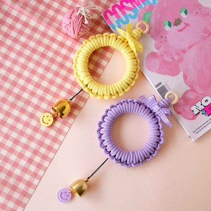 [솜씨당] 솜씨키트 스마일 마크라메 도어벨 만들기 DIY 키트 2개 세트 솜씨키트, 스마일도어벨-연노랑/연보라(2개1set), 1세트