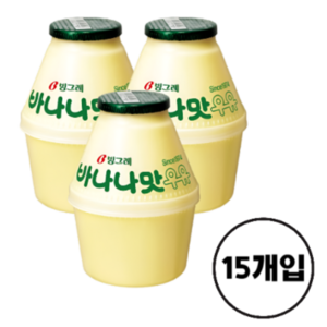 빙그레 바나나맛 우유, 240ml, 15개