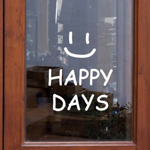 스마일 happy days 감성 레터링 인테리어 스티커, 흰색