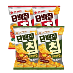 오리온 닥터유 단백질칩 칠리살사맛 + 버터구이오징어맛, 60g, 1세트
