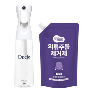 닥터클로 만능 뿌리는 다리미 스프레이 의류주름제거 리필파우치+미세분사 스프레이(300ml), 세트(리필 파우치 1개+전용 스프레이 용기 1개), 1개, 300ml