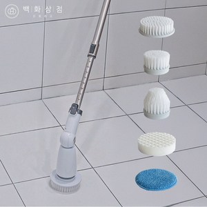 백화상점 각도조절 무선 화장실 욕실 전동청소솔 po, 1개, 화이트