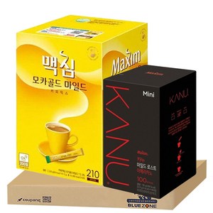 [블루존] 맥심 모카골드 210티+카누 미니 마일드 로스트 아메리카노 100티, 900mg