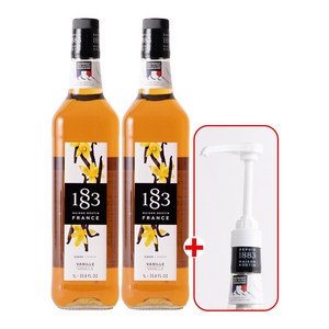 1883 바닐라 시럽 1000ml 2개+1883 범용 시럽 펌프 화이트 1개 세트, 1L