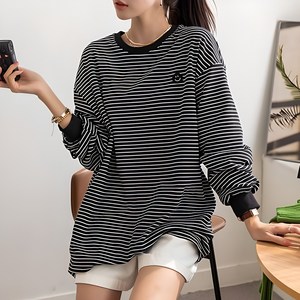 [나크21] (55~88) 스마일 패치 단가라 기모 티셔츠 NK43-T-26