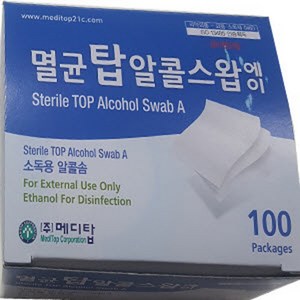 메디탑 일회용 알콜솜 멸균탑 알콜스왑에이 1box 낱개포장, 1개, 100매입