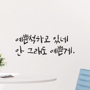 모노먼트 캘리그라피 레터링 스티커 - 예쁜척하고 있네 안 그래도 예쁜게, LC-003, 검정