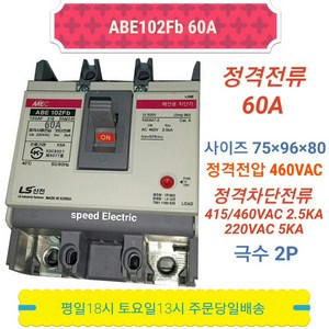 LS산전 ABE102Fb 60A 2P 분전반용 배선용차단기, 1개