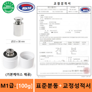 M1급 표준분동 [100g] + (HACCP용 KOLAS 교정성적서 포함) 분동 - 저울교정분동 - 저울추 - 식품회사 HACCP - GMP - 실험실 - 학교등