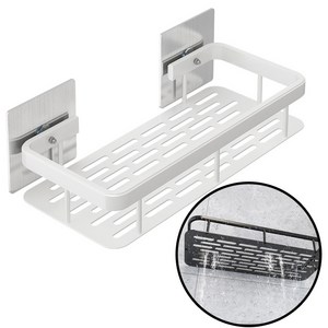 엠스타일 간편설치 물빠짐 욕실 정리대 무타공 일자 선반, 1개, 접착식일자선반 블랙