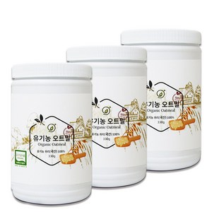 휴나인 100% 순수 국산 친환경 유기농 압착 귀리 오트밀, 330g, 3개