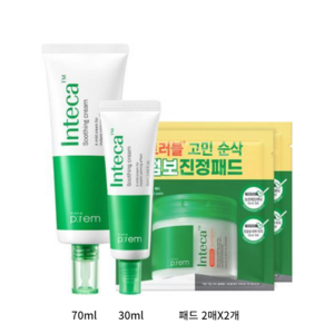 메이크프렘 인테카 수딩크림 70ml + 증정 31ml + 트러블 수딩패드4개 진정크림, 1세트