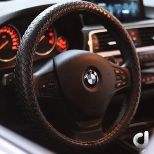 [창디자인] 프리미엄 자동차 가죽 핸들커버 핸드메이드 짜임 패턴, 01.블랙, 미디움 패턴