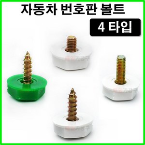 국산 자동차 번호판 볼트 봉인나사 너트 피스 차량용 기본형, 옵션 4 - 흰 볼트(대), 1개