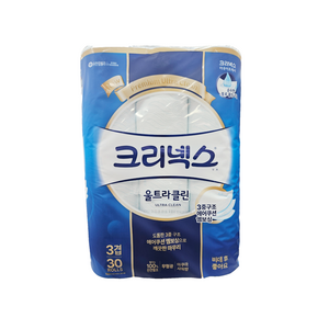 크리넥스 휴지 울트라클린 대용량 화장지 롤 30 3겹, 3000cm, 30롤, 1개