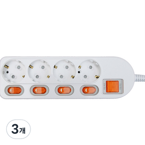 번개표 이동형 절전형 개별스위치 멀티탭 콘센트 4구 WI-MC21645, 3m, 3개