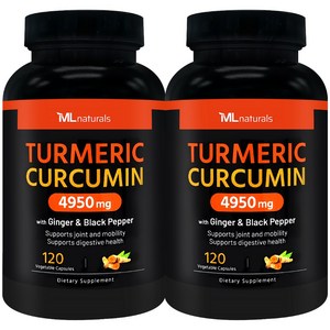 [미국번개배송] 신제품 착한명품 마이라이프 내추럴스 강황 커큐민 4950mg (진저+블랙페퍼), 2개, 120정
