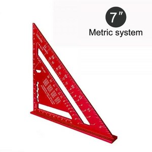 삼각형 눈금자 알루미늄 합금 인치 미터법 각도 눈금자 각도기 사각형 측정 목공 도구 측정 도구 7 인치, 1개
