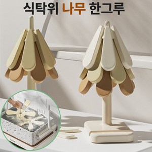 WOODROOT 나무 한그루 실리콘 트리 냄비받침대, 1개, 네모받침대