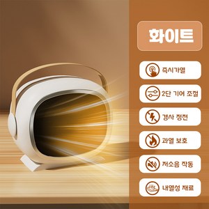 ELSECHO 미니 온풍기 초강력 1200W 캠핑용 사무용 가정용, 흰색