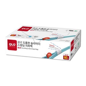 QLO 클로 도톰한 슬라이드 스탠딩 지퍼백 27 x 24 cm 60p, 대(L), 1개