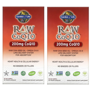 가든오브라이프 RAW 코큐텐 코엔자임 CoQ10 200mg 올레산 비건 60 캡슐 2통, 2개, 60정