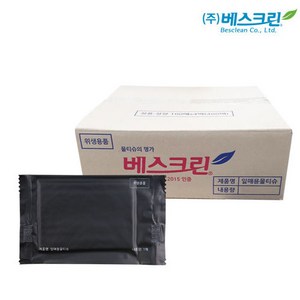 베스크린 고급 업소용 물티슈 무블랙 개별포장 일회용 식당 카페, 1개, 1000매입, 40g