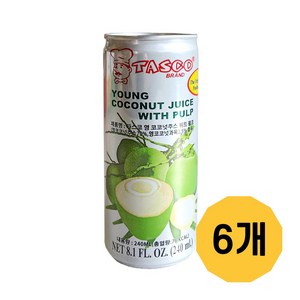 [루츠팜]태국 타스코 영 코코넛주스 위드 펄프 240mlX6개 tasco 영코코넛, 240ml, 6개