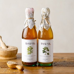 [전라도청년] 저온압착 100%통참깨 청년참기름350ml+들기름350ml, 1개, 350ml