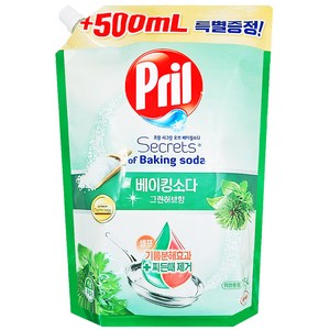 프릴 주방세제 허브그린향 리필 1L x 3개 // 1500ml x 2EA 대체 발송, 1.5L, 2개