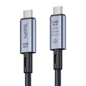 Soopii 240W 40Gbps 8K 썬더볼트 USB4 C to C 초고속 케이블 S43 2m, 상세페이지 참조, 1개