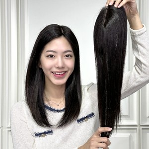 [30%행사중] 인모 정수리부분가발 앞머리 여자부분가발 50cm [CM-P 7104], 1개, 자연검정 왼쪽가르마 미커트형