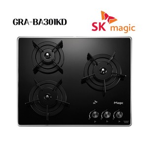 SK매직 블랙펄 프리미엄 빌트인 쿡탑 가스레인지 3구 560 x 480 mm, LNG, GRABA301D