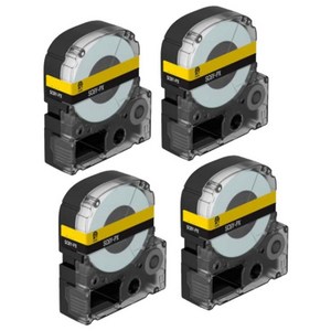 엡손 호환 라벨테이프 라벨프린터기 라벨기 테이프, 12mm, 노랑바탕/검정글자 4개