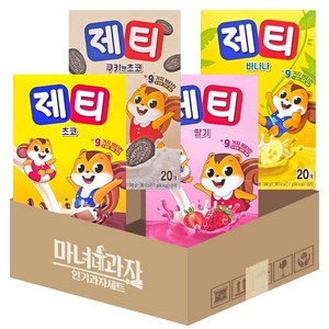 동서 제티 분말4종 초코 + 딸기 + 쿠키앤초코 + 바나나 (각17g x 20t), 17g