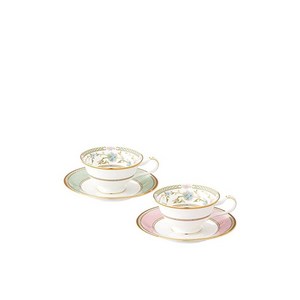 Noritake 노리다케 컵 & 소서 색상변동 세트 커피 티 겸용 220cc 요시노 2 손님 그린 핑크 본차이나 Y6988/998307, 1개