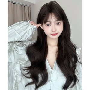 EUNOIA 여자 롱헤어 웨이브 전체가발 72CM, 네츄럴 블랙, 1개