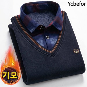 Ycbefo 남성 기모 도톰 니트 겨울 기모티셔츠 레이어링 니트 융털 남방