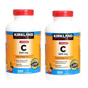 Kikland Vitamin 커클랜드 츄어블 비타민 C 500mg 500정 2팩, 2개