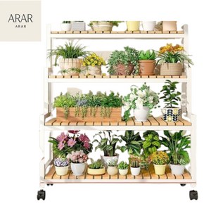 베란다 화분선반 다육이 화분대 철제 선반 진열장, 화이트  4단 바퀴 100CM, 상세 페이지 참고