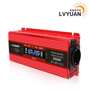 녹원 차량용 LCD 인버터 유사계단파 2000W 220V 60hz 한국형 KC인증, 레드 용량 2000W 전압 24V, 1개