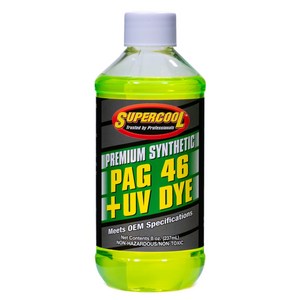 SUPERCOOL 수퍼쿨 PAG 46D 에어컨 냉매오일 8oz 237ml UV DYE 형광염료 포함 슈퍼쿨 냉매오일 R134A #P46-8D, 1개
