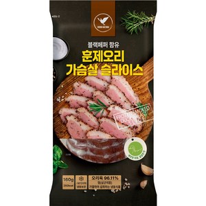 리빙케이 흑후추 훈제오리 가슴살 슬라이스 냉동 160g x 6개