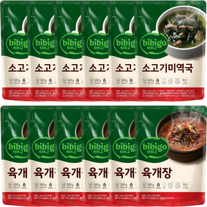 비비고 육개장 500gx6개 + 미역국 500gx6개, 비비고 미역국 500g*6입+ 육개장 500g*6입, 1세트, 500g